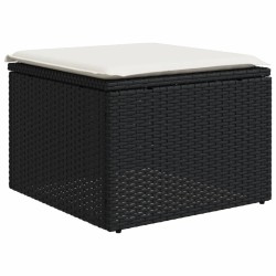 Salon de jardin 6 pcs avec coussins noir résine tressée 