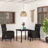 Ensemble à manger de jardin avec coussins 3 pcs noir 