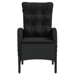 Ensemble à manger de jardin avec coussins 3 pcs noir 