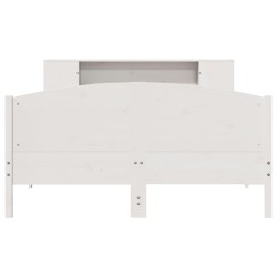 Lit bibliothèque sans matelas blanc 120x190 cm bois pin massif 
