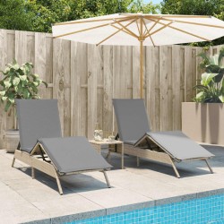 Chaises longues avec coussins lot de 2 beige résine tressée 