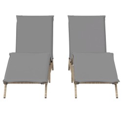 Chaises longues avec coussins lot de 2 beige résine tressée 