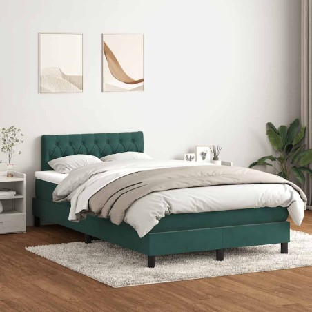 Sommier à lattes de lit et matelas vert foncé 120x220cm velours 