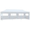 Tente de réception escamotable pliable avec 5 parois 3x9m Blanc 