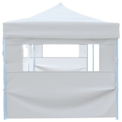 Tente de réception escamotable pliable avec 5 parois 3x9m Blanc 