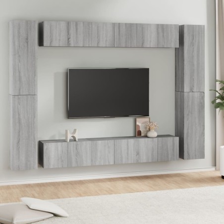 Ensemble de meubles TV 10 pcs Sonoma gris Bois d'ingénierie 