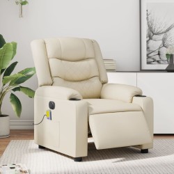 Fauteuil de massage inclinable électrique crème similicuir 