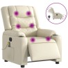Fauteuil de massage inclinable électrique crème similicuir 