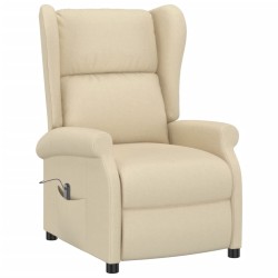 Fauteuil inclinable électrique à oreilles crème tissu 