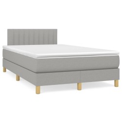Sommier à lattes de lit et matelas gris clair 120x190 cm tissu 