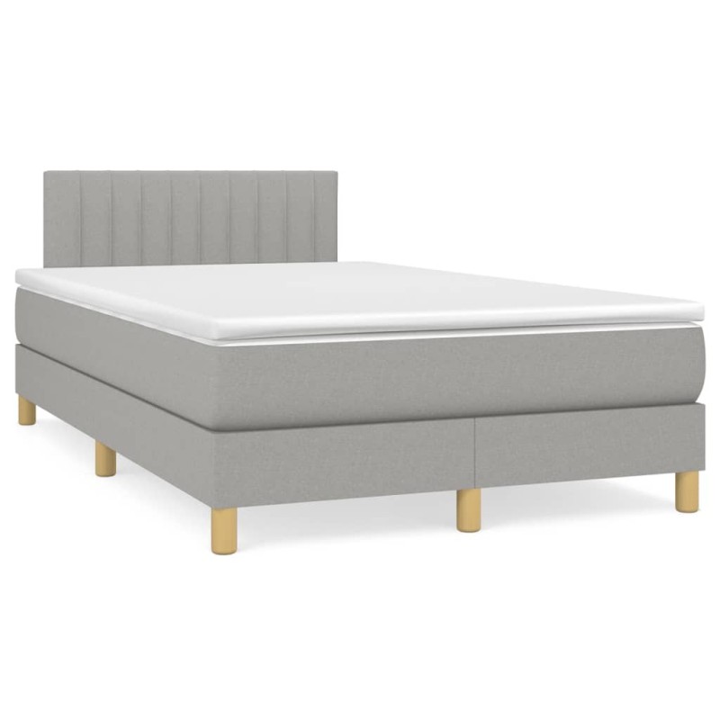 Sommier à lattes de lit et matelas gris clair 120x190 cm tissu 