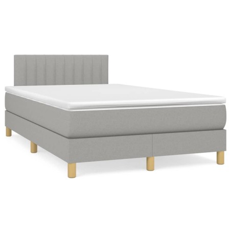 Sommier à lattes de lit et matelas gris clair 120x190 cm tissu 