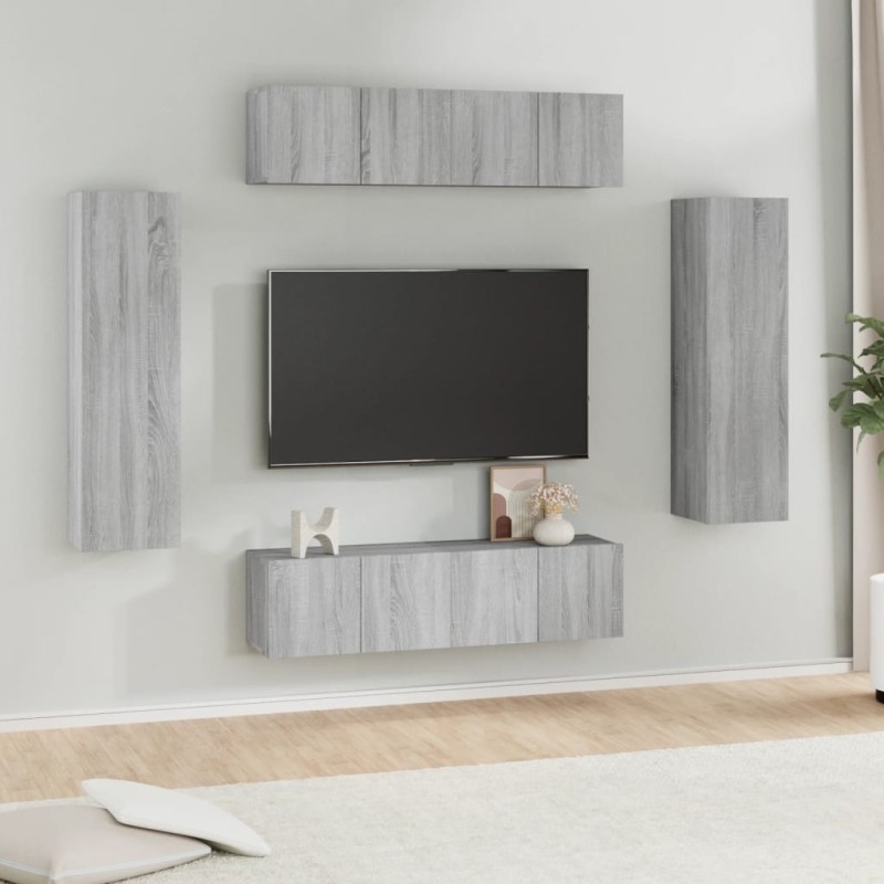 Ensemble de meubles TV 6 pcs Sonoma gris Bois d'ingénierie 