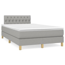 Sommier à lattes de lit et matelas gris clair 120x190 cm tissu 