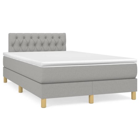 Sommier à lattes de lit et matelas gris clair 120x190 cm tissu 