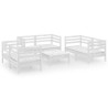 Salon de jardin 7 pcs Blanc Bois de pin massif 