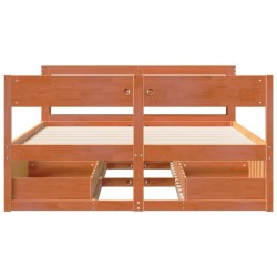 Cadre de lit sans matelas cire marron 150x200cm bois pin massif 