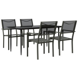 Ensemble à manger de jardin 5 pcs noir textilène et acier 