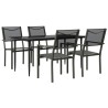 Ensemble à manger de jardin 5 pcs noir textilène et acier 
