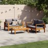 Salon de jardin avec coussins 3 pcs bois massif d'acacia 