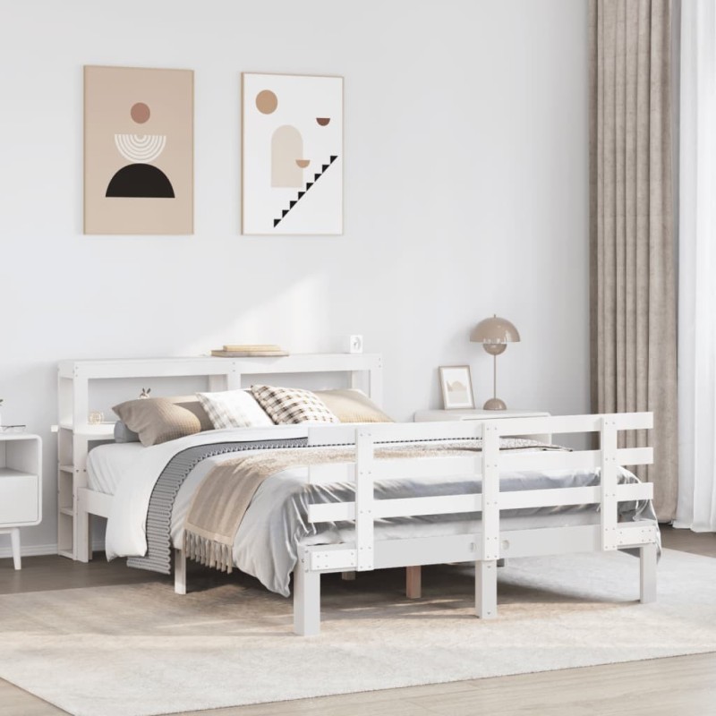 Cadre de lit avec tête de lit sans matelas blanc 160x200 cm 