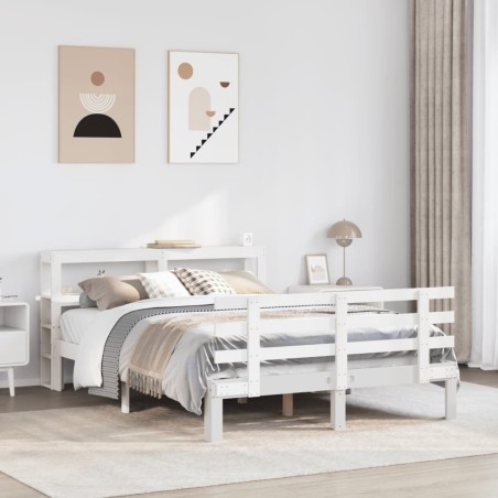 Cadre de lit avec tête de lit sans matelas blanc 160x200 cm 