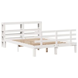 Cadre de lit avec tête de lit sans matelas blanc 160x200 cm 