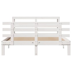 Cadre de lit avec tête de lit sans matelas blanc 160x200 cm 