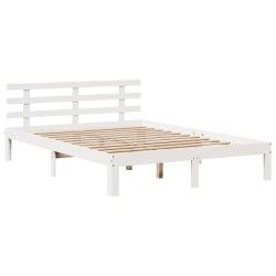 Cadre de lit avec tête de lit sans matelas blanc 160x200 cm 
