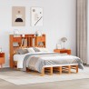Lit bibliothèque sans matelas cire marron 135x190 cm pin massif 