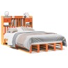 Lit bibliothèque sans matelas cire marron 135x190 cm pin massif 