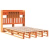Lit bibliothèque sans matelas cire marron 135x190 cm pin massif 