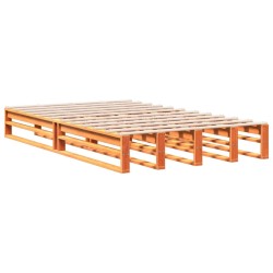 Lit bibliothèque sans matelas cire marron 135x190 cm pin massif 