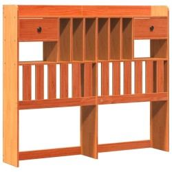 Lit bibliothèque sans matelas cire marron 135x190 cm pin massif 