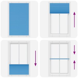Store plissé bleu 115x200 cm largeur du tissu 114,4cm polyester 
