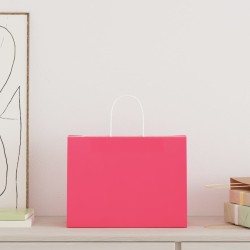 Sacs en papier 50 pcs avec poignées rose 32x17x25 cm 