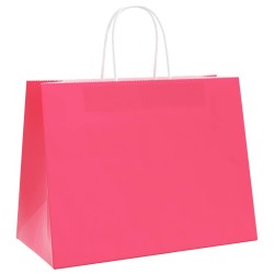 Sacs en papier 50 pcs avec poignées rose 32x17x25 cm 