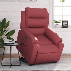 Fauteuil inclinable électrique rouge bordeaux similicuir 