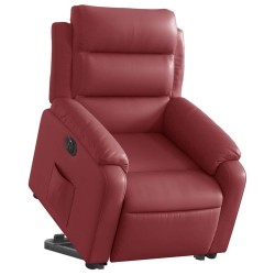 Fauteuil inclinable électrique rouge bordeaux similicuir 