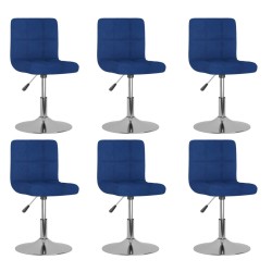 Chaises pivotantes à manger lot de 6 bleu tissu 