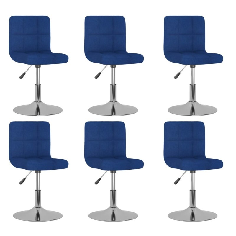 Chaises pivotantes à manger lot de 6 bleu tissu Chaises pivotantes à manger lot de 6 bleu tissu