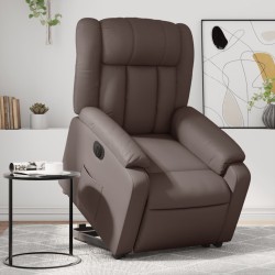 Fauteuil inclinable électrique marron similicuir 