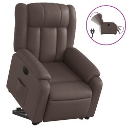 Fauteuil inclinable électrique marron similicuir 