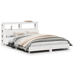 Cadre de lit sans matelas blanc 150x200 cm bois de pin massif 