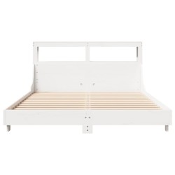 Cadre de lit sans matelas blanc 150x200 cm bois de pin massif 