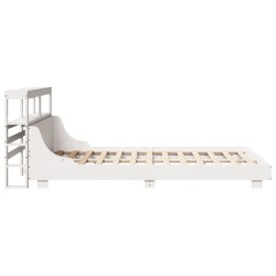 Cadre de lit sans matelas blanc 150x200 cm bois de pin massif 