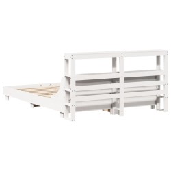 Cadre de lit sans matelas blanc 150x200 cm bois de pin massif 