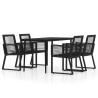 Ensemble à manger de jardin 5 pcs Noir 