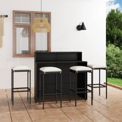 Ensemble de bar de jardin avec coussins 5 pcs Noir 