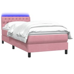Sommier à lattes de lit avec matelas rose 100x220 cm velours 